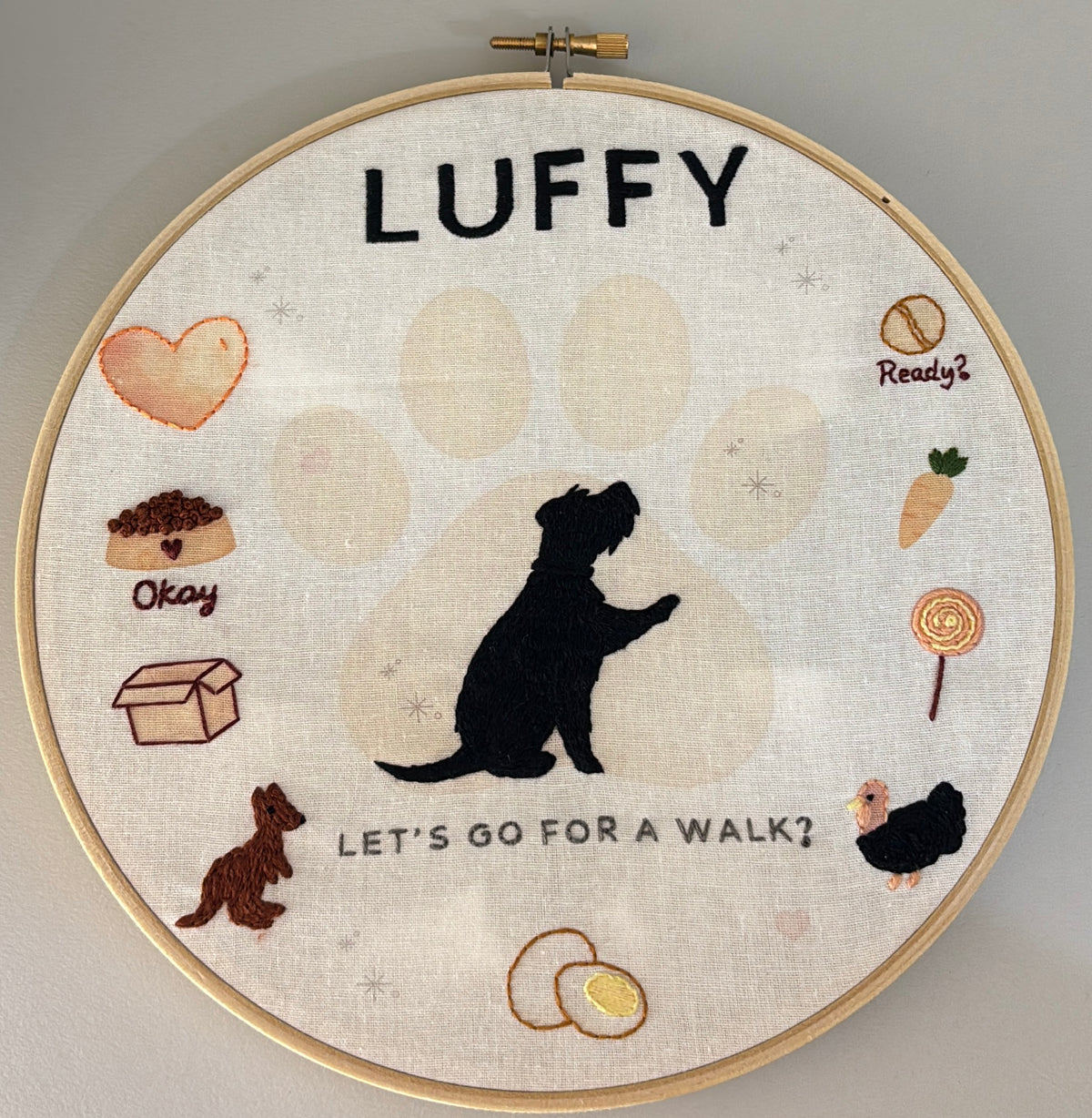 Personalised Pet Embroidery Hoop – Handmade Custom Portrait