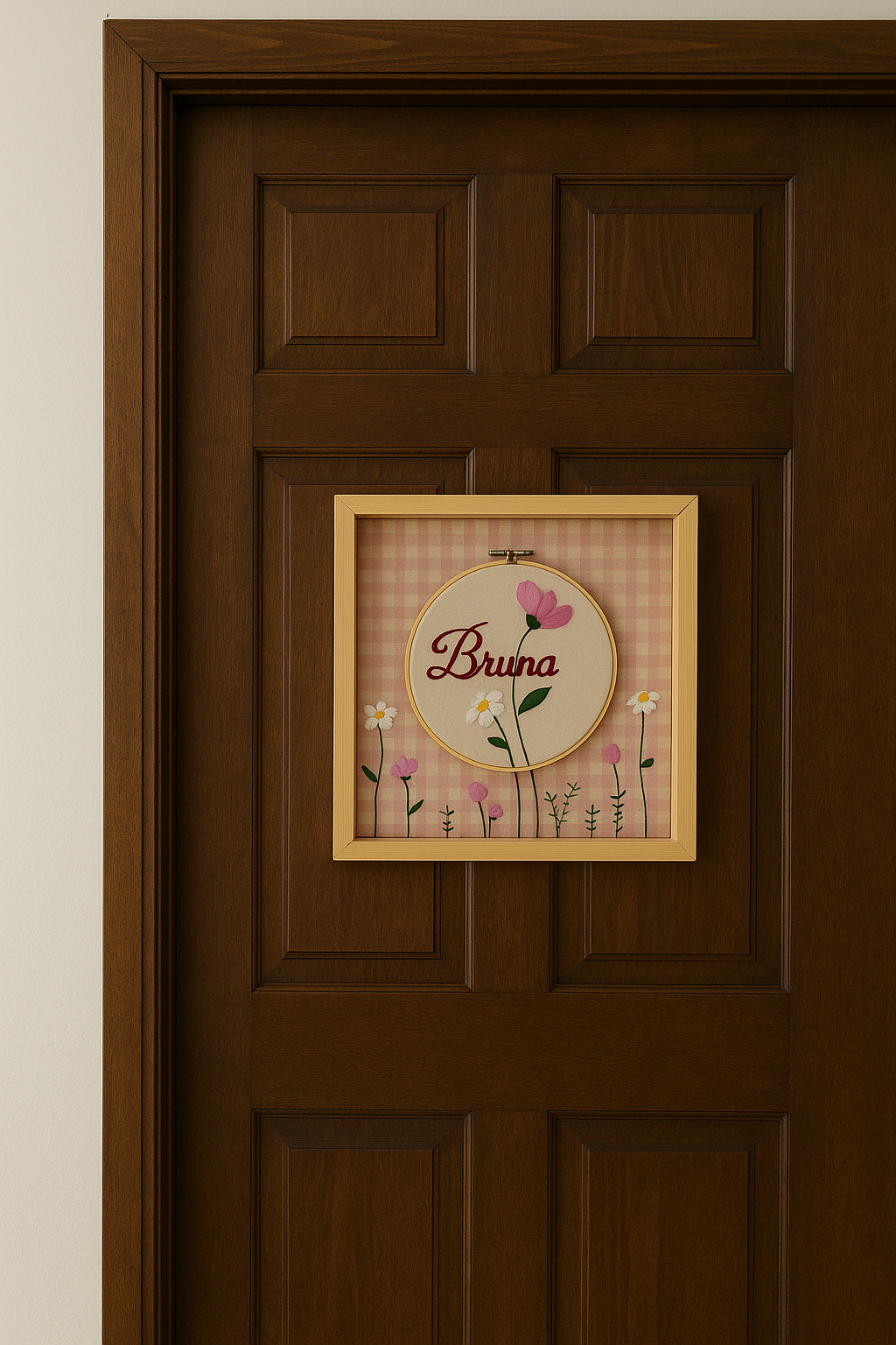 Personalized Embroidery Hoop Art – Custom Name and Flowers Frame