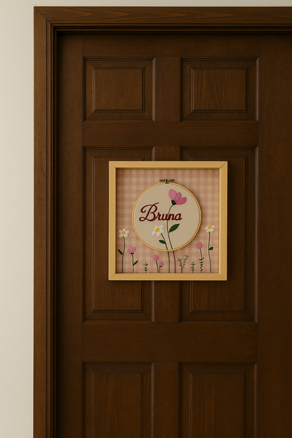 Personalized Embroidery Hoop Art – Custom Name and Flowers Frame
