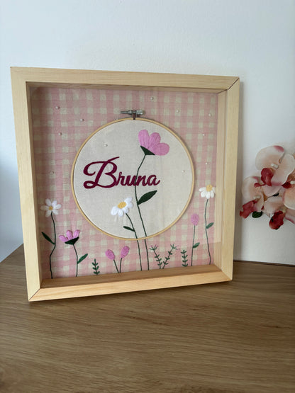Personalized Embroidery Hoop Art – Custom Name and Flowers Frame
