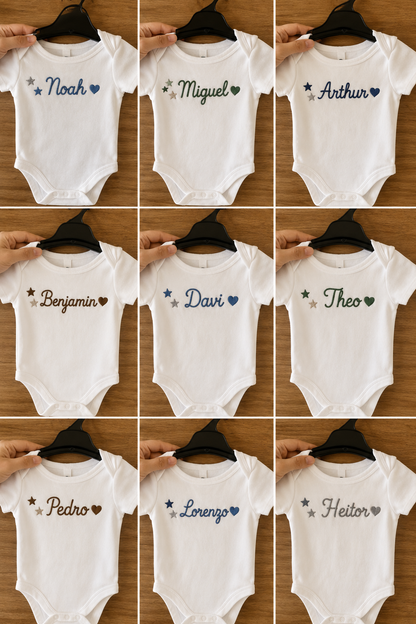 Hand Embroidered Personalized Baby Bodysuit – Custom Newborn Gift