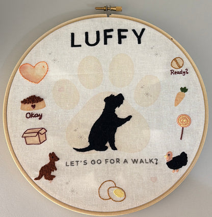 Personalised Pet Embroidery Hoop – Handmade Custom Portrait