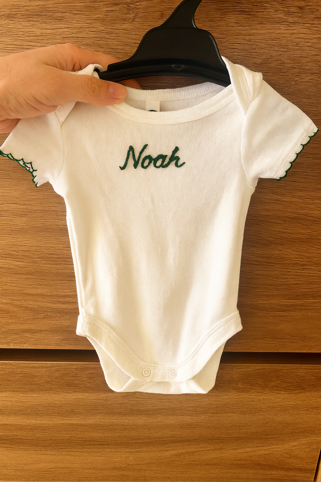 Hand Embroidered Personalized Baby Bodysuit – Custom Newborn Gift