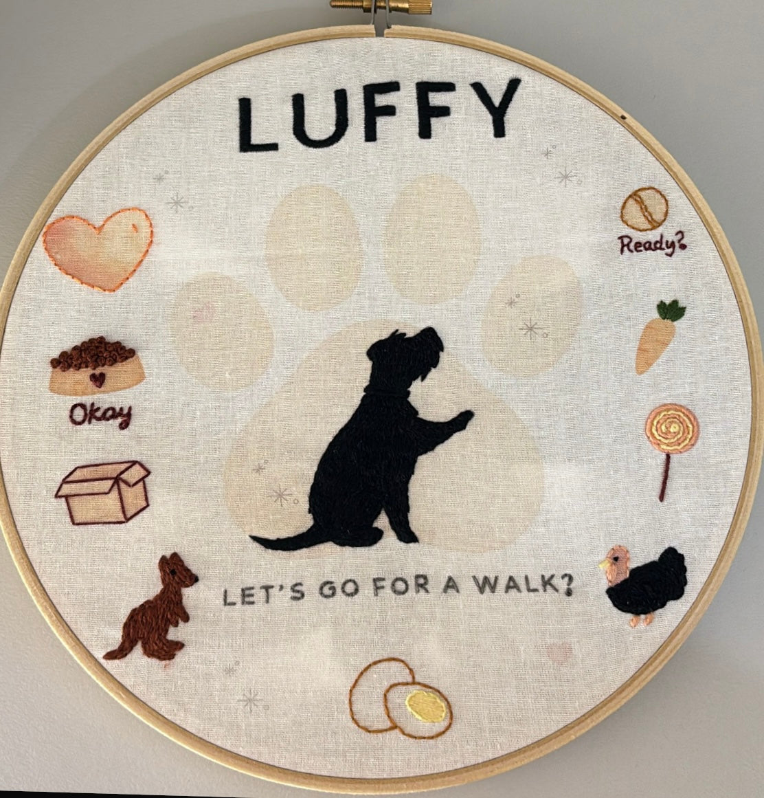 Personalised Pet Embroidery Hoop – Handmade Custom Portrait