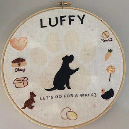Personalised Pet Embroidery Hoop – Handmade Custom Portrait