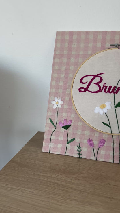 Personalized Embroidery Hoop Art – Custom Name and Flowers Frame